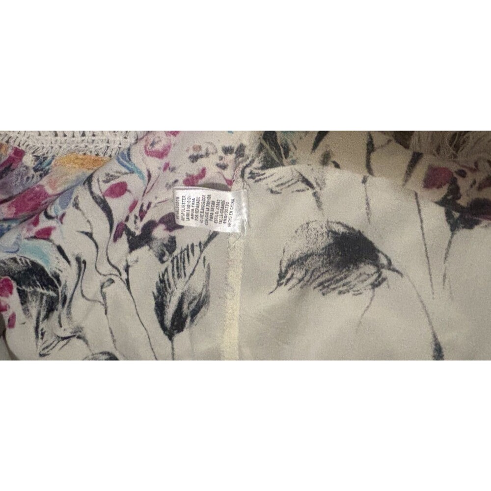 Umgee Gray Floral Long Open Front Kimono Top Silky Polyester Sz L Fringe O/S - Picture 8 of 8